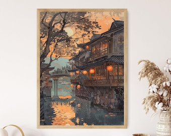 Modern Interpretation of Hiroshi Yoshida, Elegant Nature Print, Sophisticated Wall Art, Collector's Gift