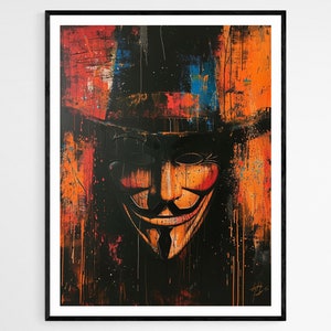 Anonym mask-affisch: Dystopisk cyberpunk-väggkonst bild 4