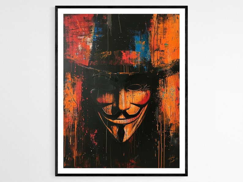 Anonym mask-affisch: Dystopisk cyberpunk-väggkonst bild 4