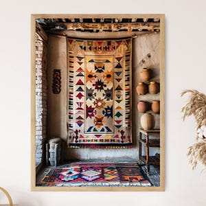 Artisan-Made Mexican Rug Painting, Beautiful Ethnic Patterns