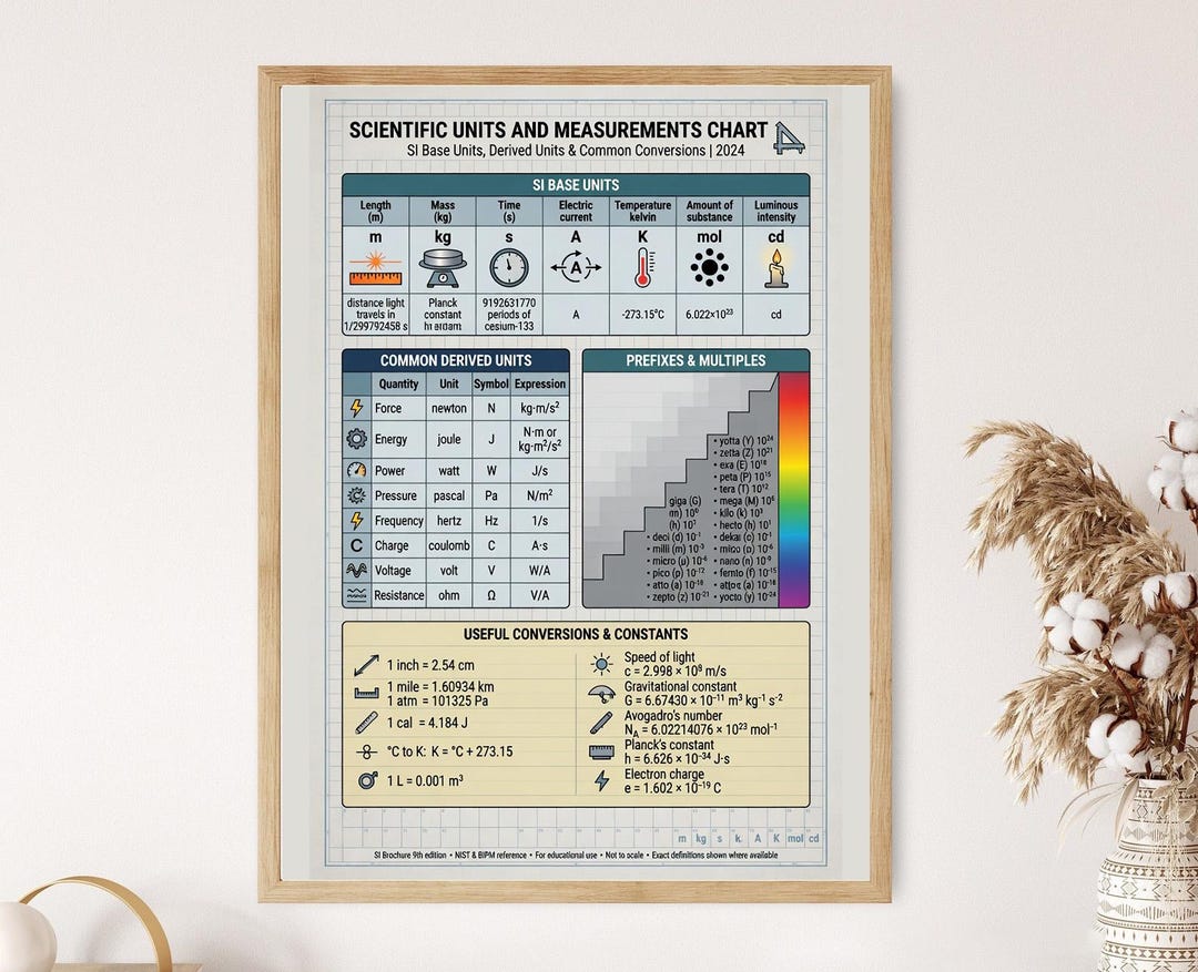 Scientific Units and Measurements Chart, STEM Educational Poster - Etsy