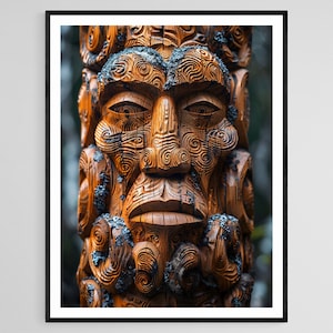 Maori-snijwerkillustratie, prachtig tribalkunstwerk, Nieuw-Zeelands kunstwerk
