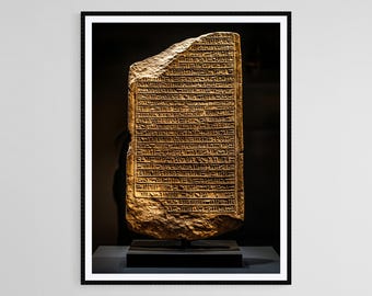 バビロニア楔形文字粘土板アートプリント、古代文字と歴史的テキスト