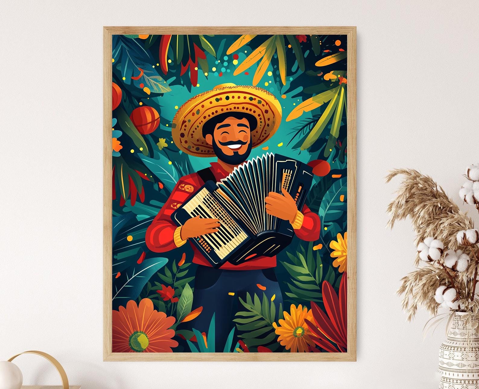 Colombian Vallenato Musician Art Print: Latin Music, Tropical