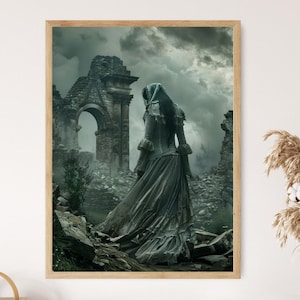 Lámina artística de La Llorona: ilustración folclórica de una belleza cautivadora, decoración de pared perfecta, regalo de inauguración de la casa único
