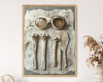 Inuit Snow Goggles and Bone Tools Fine Art Print