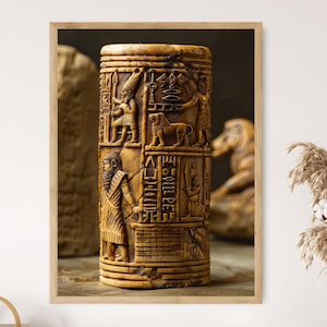 Babylonian Cylinder Seal Art Print: Ancient Mesopotamian Mythological Decor