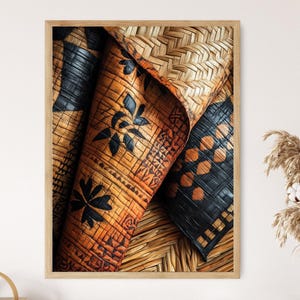 Polynesian Tongan Ngatu Tapa Cloth Corners Fine Art Print