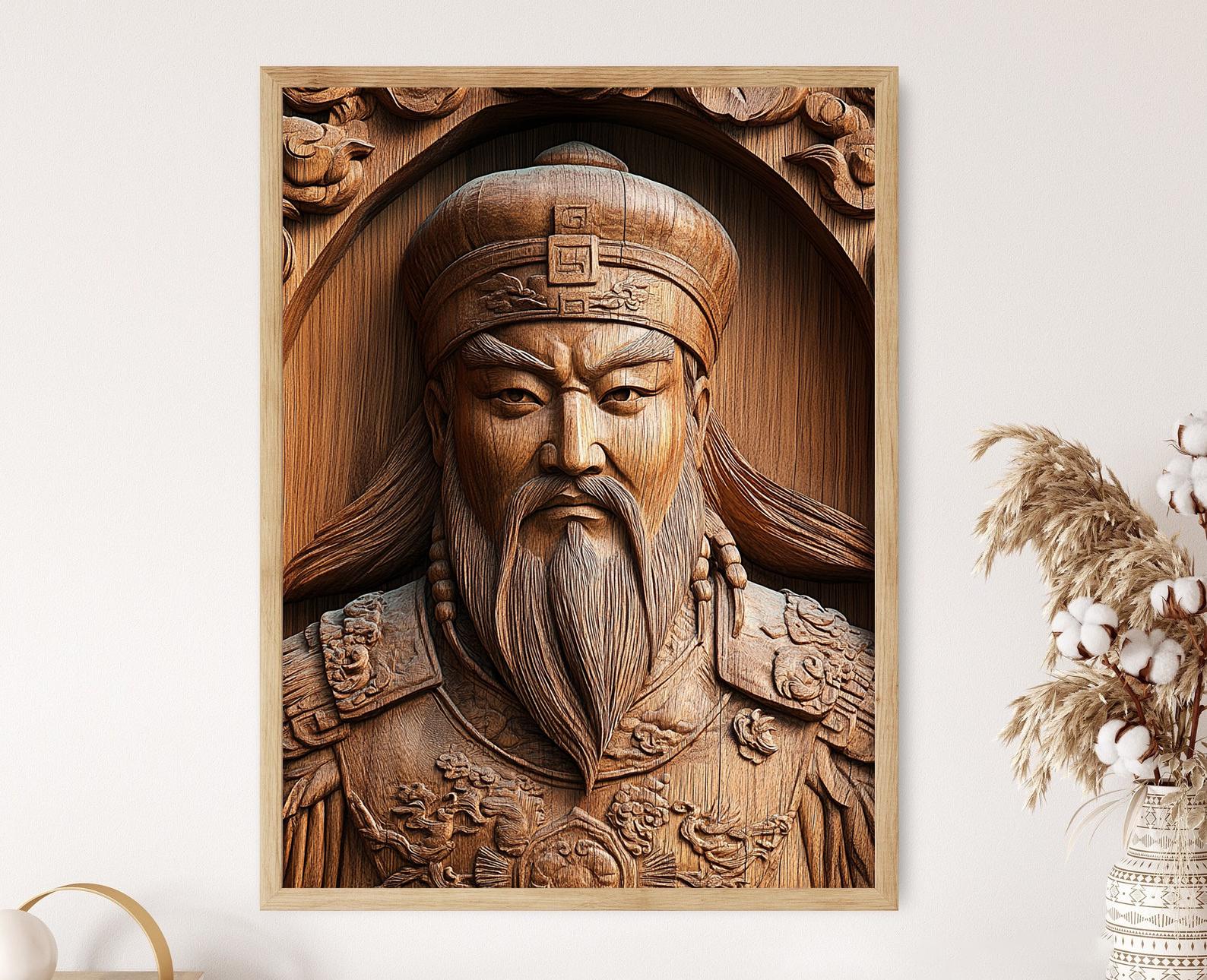 Genghis Khan Portrait Art Print, Mongol Leader Wall Decor, Historical Figure Regal Poster, Unifier of Mongol Tribes, Cultural Heritage