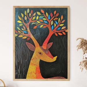 Deer Gond Art Masterpiece | Indian Folk Art Painting | Handcrafted Wall Art