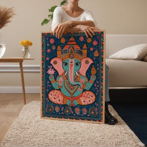 Ganesh Mithila Art Print, Indian Folk Blessings and Symbols image 3