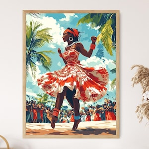 Nigerian Igbo Atilogwu Dance Art Print, Traditional African Festival, Vibrant Movement Decor