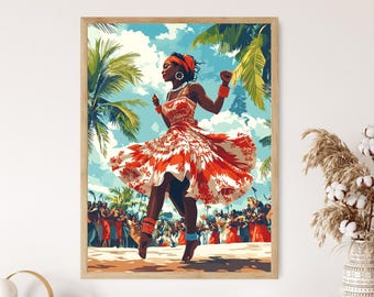 Nigerian Igbo Atilogwu Dance Art Print, Traditional African Festival, Vibrant Movement Decor