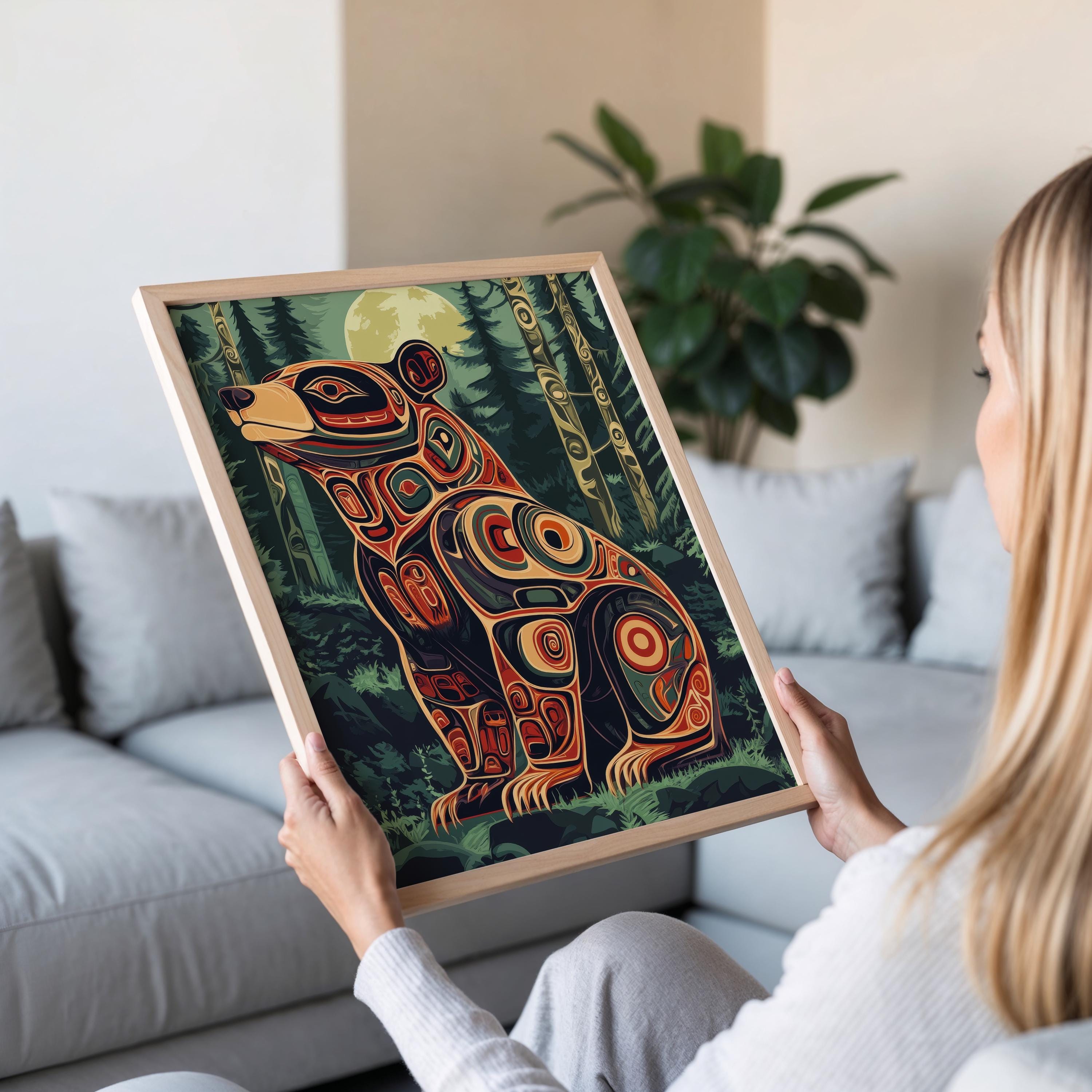 Haida Bear Art Print, Formline Style, Strength and Protection, Forest ...