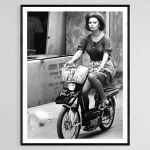 Sophia Loren on Moped, Elegant Print, Vintage Hollywood Movie Star Poster, Wall Art for Living Room, Perfect Gift for Film Buffs