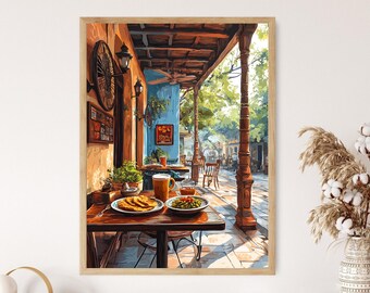 Ahmedabad Cafe Scene Print: Gujarati Food & Culture Wall Art