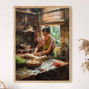 Taste of Home Filipino Lumpia Print, Authentic Illustration, Cook&#39;s Artwork, Unique Chef Gift
