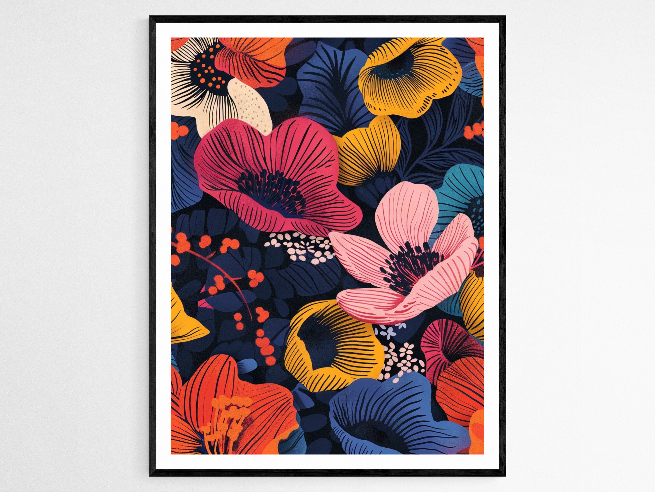 アート・デザイン・音楽 IMAGES OF FINNISH DESIGN 1960-1990 Nordic Floral Art Print: Finnish Design, Scandinavian Home Decor