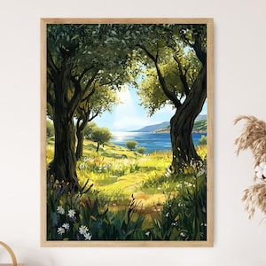 Impresión artística de un olivar tunecino: sereno paisaje mediterráneo