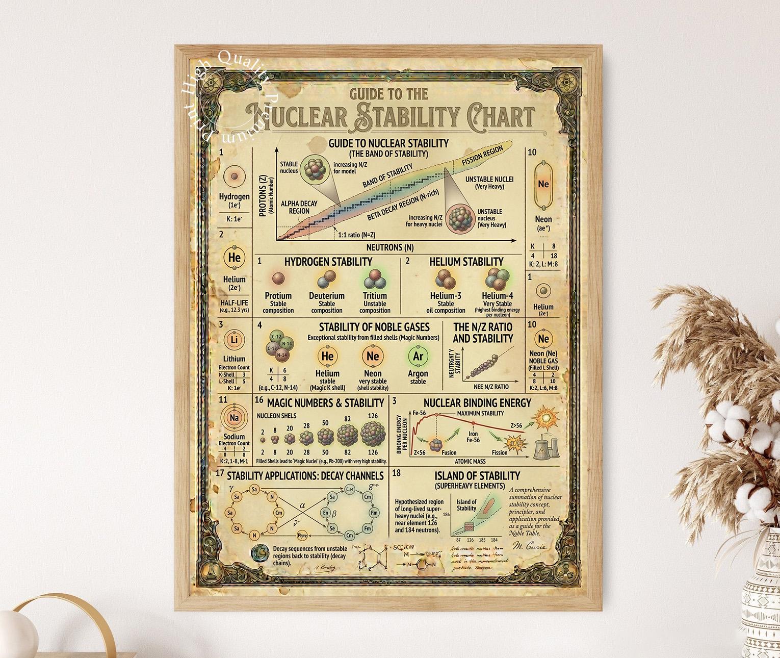 Isotope Guide Nuclear Stability Chart Poster, Radioactive Isotopes Guide, Nuclear ...