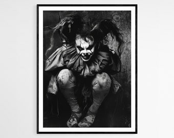 邪悪な女ピエロのプリント：不気味なゴシック風インテリア