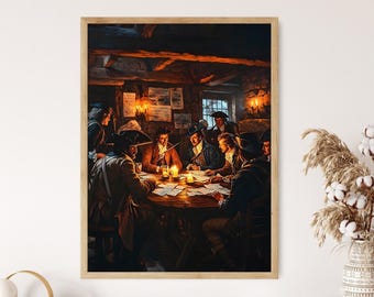 Réunion dans une taverne Sons of Liberty, histoire de la Révolution américaine Impression artistique
