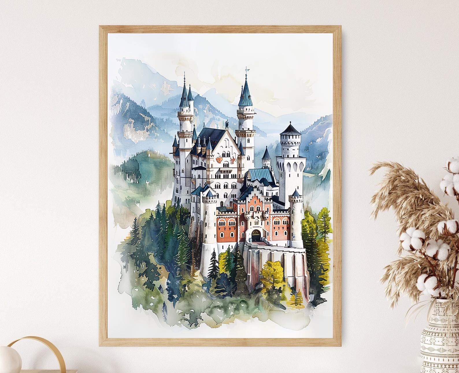 Neuschwanstein Castle Art Print, Bavarian Fairy Tale - Etsy