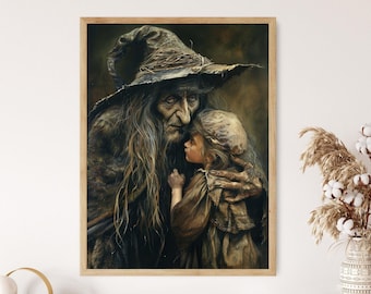 Baba Yaga Art Print: Slavic Folklore Witch of the Woods