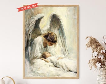 Guardian Angel With Children On Bridge Picture POSTER Print A3 Image Painting Catholic Religious Christian Holy Wall Art For Kids Children Home Decor Room