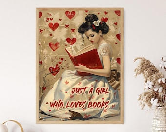Vintage Book Lover Art Print: Literary Home Library Decor