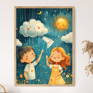 Ilustración de ciencia meteorológica, póster de meteorología infantil, lámina de aprendizaje