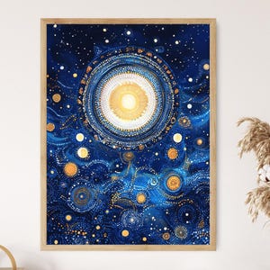 Warlpiri Star Dreaming Kunstdruck, Aborigines Nachthimmel Poster, Punktmalerei