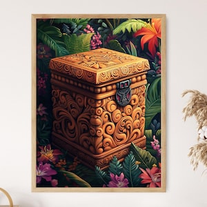 Maori Wakahuia Treasure Box Art Print, Cultural Carving Poster, Indigenous Decor, New Zealand Heritage, Maori Craftsmanship, Fine Art Poster