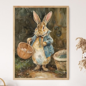Estampado de conejo inspirado en Beatrix Potter, encantadora obra de arte para la habitación de los niños, regalo ideal para la guardería del bebé