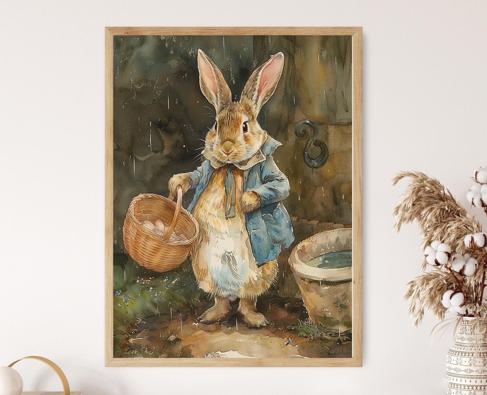 Beatrix Potter Inspired Rabbit Print, Enchanting Children's Room Artwork, Ideal Baby Nursery Gift