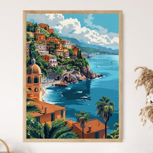 Póster de Nice of France, vibrante impresión artística costera para amantes de los viajes, regalo perfecto de la Riviera Francesa.