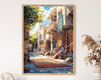 Persian Tapestry Weaving Art Print, Iranian Textile Workshop