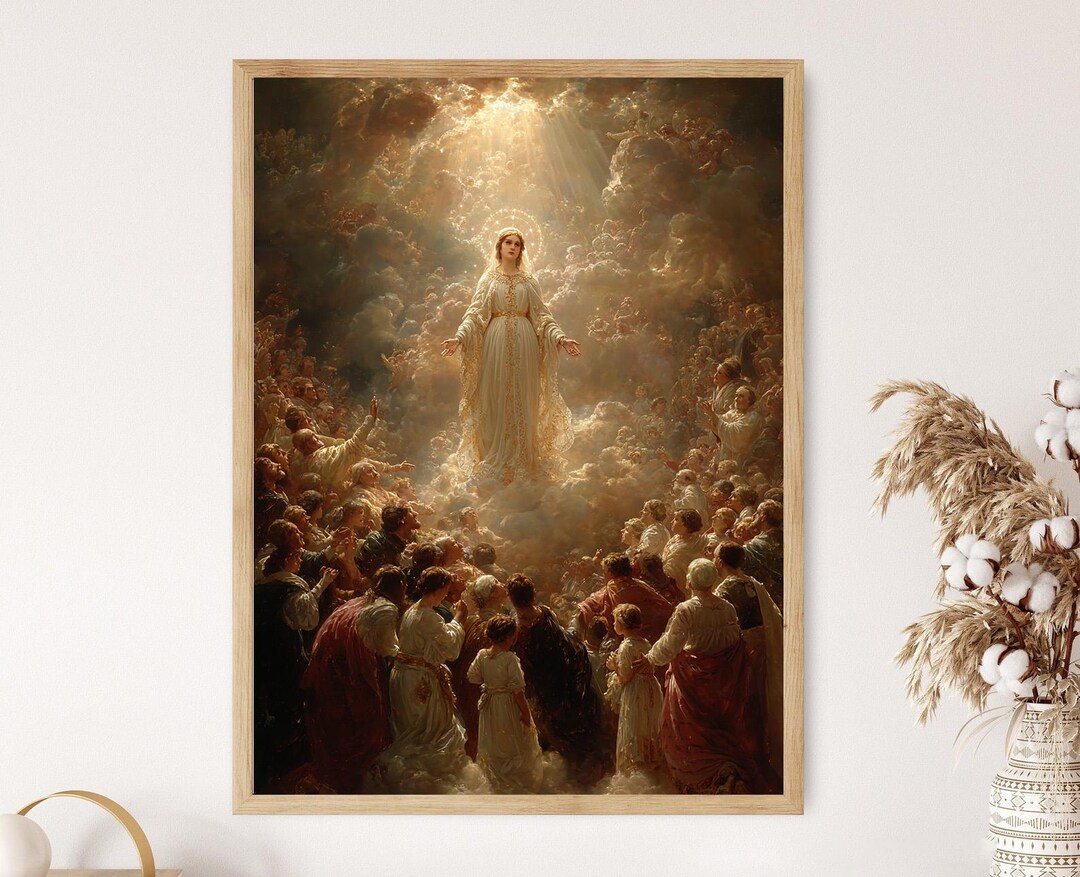 Our Lady Queen of the Rosary Art Print: Catholic Devotional Poster - Etsy
