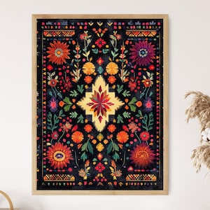 Palestinian Tatreez Art Print, Traditional Embroidery Decor, Cultural Heritage Wall Art image 1
