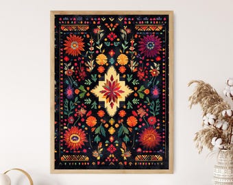 Palestinian Tatreez Art Print, Traditional Embroidery Decor, Cultural Heritage Wall Art