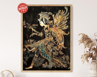 Wayang Kulit Art Print, Traditional Indonesian Shadow Puppet Wall Art