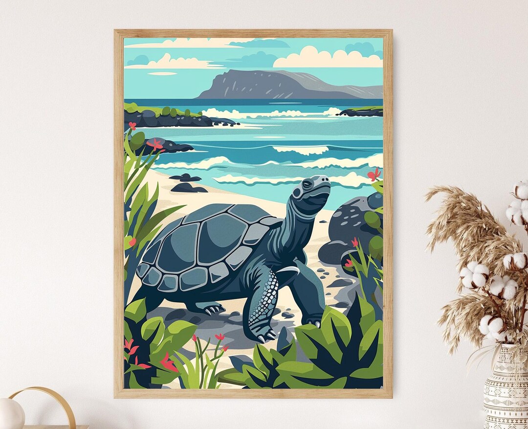 Galápagos Islands Art, Giant Tortoises, Wildlife Illustration, Nature ...
