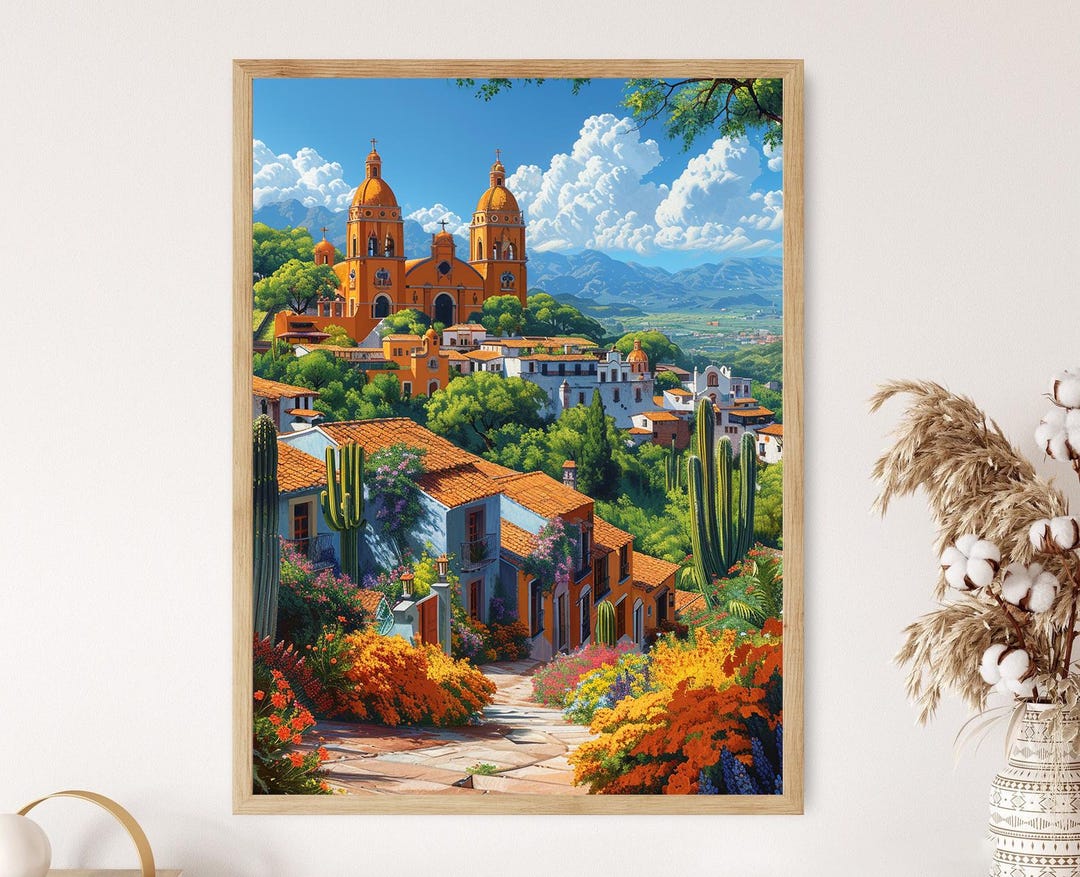 Morelia Countryside Churches Painting: Mexican Landscape Art - Etsy