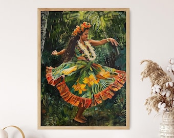フラダンス　ハワイ　絵画　絵　水彩画　インテリア　ポスター フラダンス ハワイ 絵画 絵 水彩画 インテリア ポスター