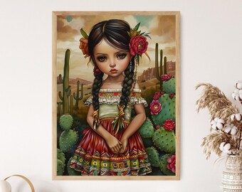 Impression d'art de poupée mexicaine décoration tropicale pour