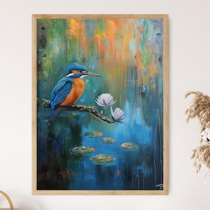Eisvogel Gemälde - Original Aquarell Kunst, Vogel Wand dekor, Handgemaltes Wildtier Kunstwerk, Natur inspirierte Illustration