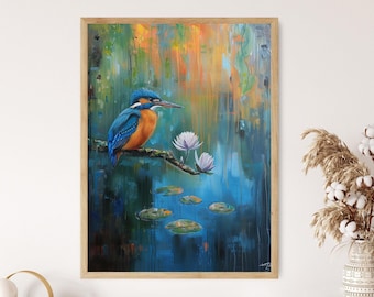 Kingfisher Painting - Original Watercolor Art, Bird Wall Decor, Hand-Painted Wildlife Artwork, Nature-Inspired Illustration