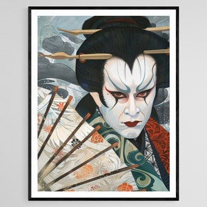 Dramatische Kabuki-acteur, toneelgebaarschildering