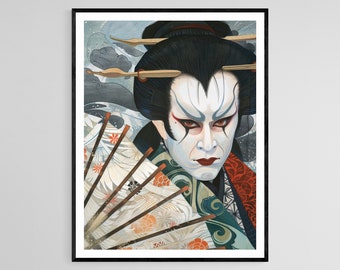 Dramatischer Kabuki Schauspieler, Bühnengeste Anstrich