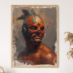 Lucha Libre Action Poster, High-Impact Wrestler Kunstwerk, Einzigartiges Wohndekor, Ideales Geschenk für Sportfans